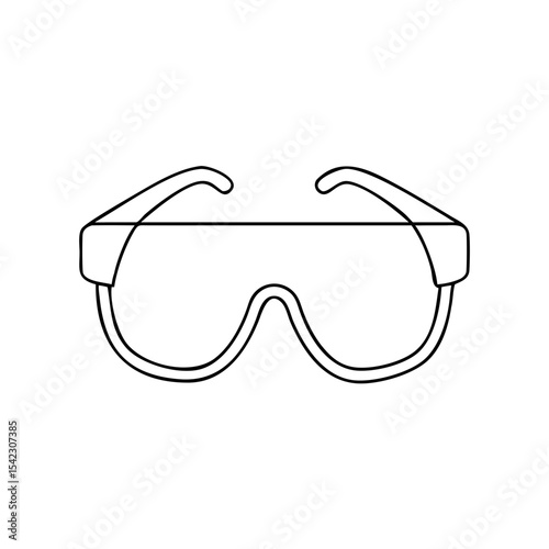 Stylish line drawing of protective eyewear, showcasing modern design features and sleek contours, ideal for safety and fashion-conscious individuals in various environments