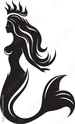 A beautiful queen mermaid vector printable design