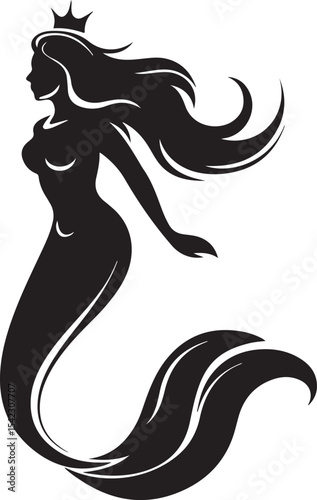 A beautiful queen mermaid vector printable design