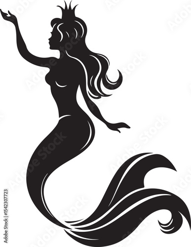 A beautiful queen mermaid vector printable design