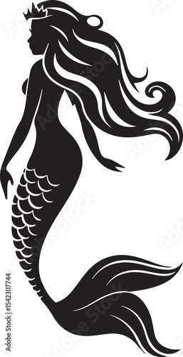 A beautiful queen mermaid vector printable design