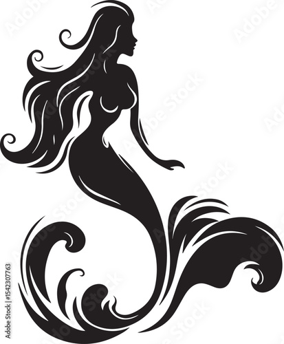 A beautiful queen mermaid vector printable design