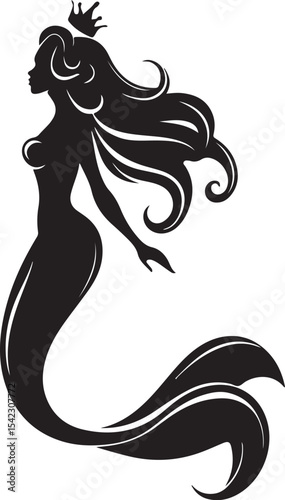 A beautiful queen mermaid vector printable design