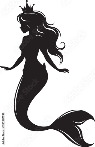 A beautiful queen mermaid vector printable design