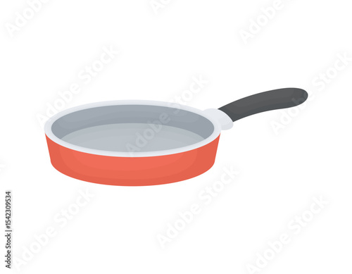 Red frying pan. Kitchenware. Cooking concept