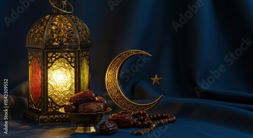 Ramadan Decorations and Traditional Celebration Elements Still Life