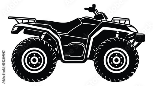 Black atv quad bike silhouette isolated on white background