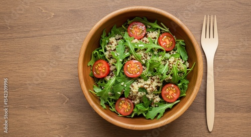 Healthy Quinoa Salad with Fresh Greens and Cherry Tomatoes