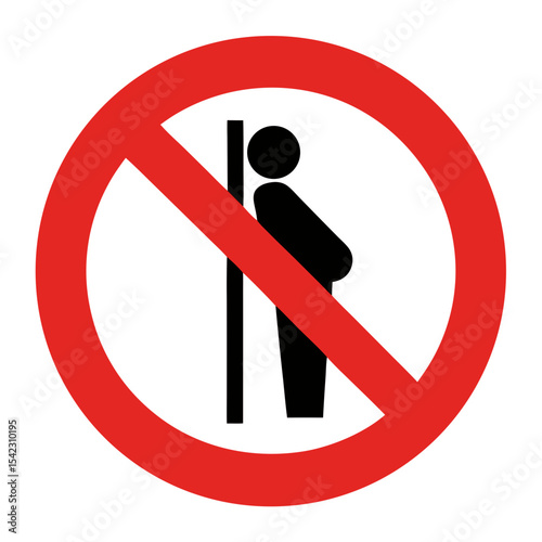 Icon Representing "No Leaning" Sign in Bold Red Circle for Safety Awareness, Traffic Regulations, Public Signage, and Informational Content  