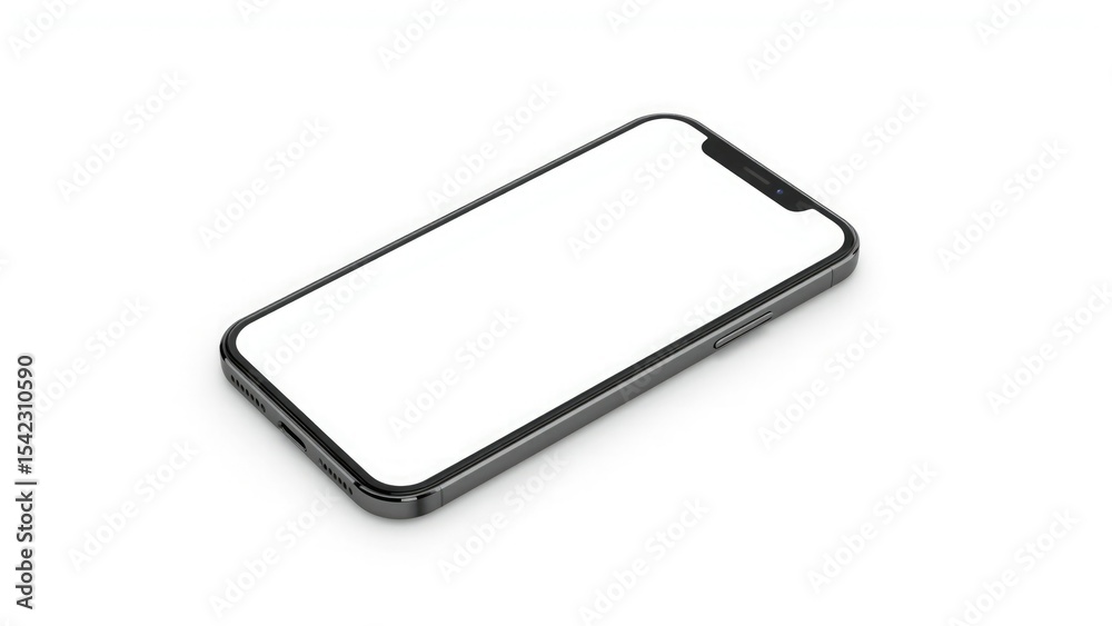 Modern smartphone mockup with blank screen isolated on white background for app presentation Modern smartphone mockup with blank screen isolated on white background for app presentation