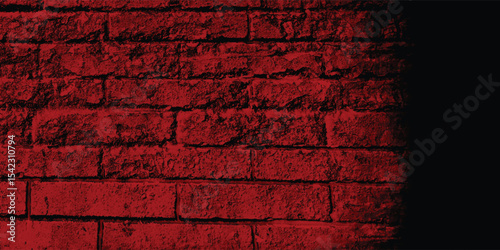 Architectural detail of a classic urban wall in a striking red, focusing on its craftsmanship and weathered look with deep shadows.
