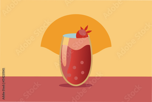 glass of pomegranate juice with seeds at sunset
