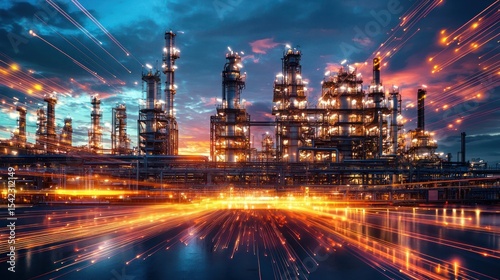 Industrial plant sunset