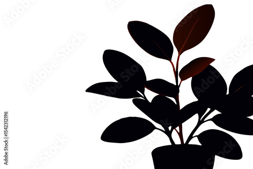 Stylish Black Plant Silhouette with Reddish Brown Leaves