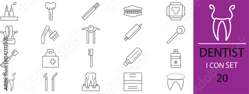 A dentist line set icon vector illustration .