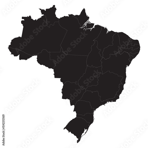 Detailed Vector Map of Brazil with Cities, Rivers, and Amazon Rainforest