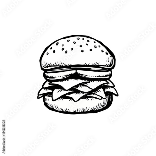 Burger Sketch Fast Food Hamburger Drawing