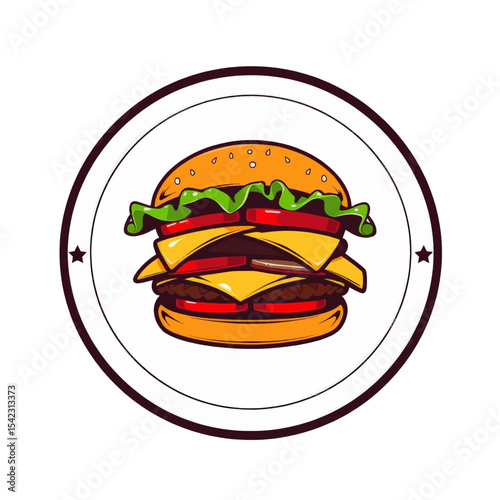 Delicious Burger Vector Illustration Fast Food Icon