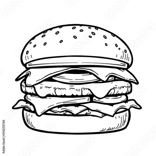 Burger Drawing Cheeseburger Illustration Sandwich Artwork