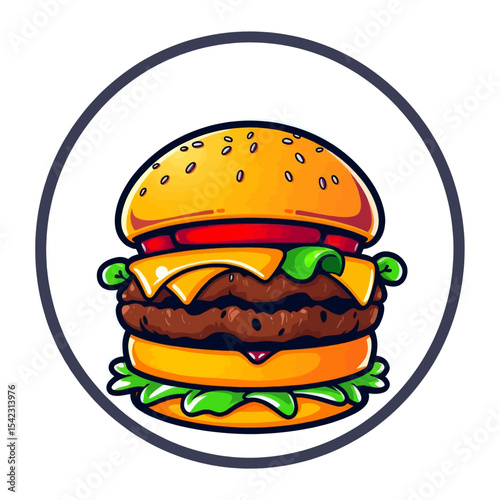 Cartoon Double Cheeseburger Hamburger Illustration