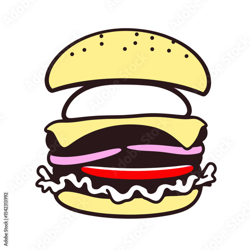 Cartoon Burger Food Sandwich Fast Food Isolated