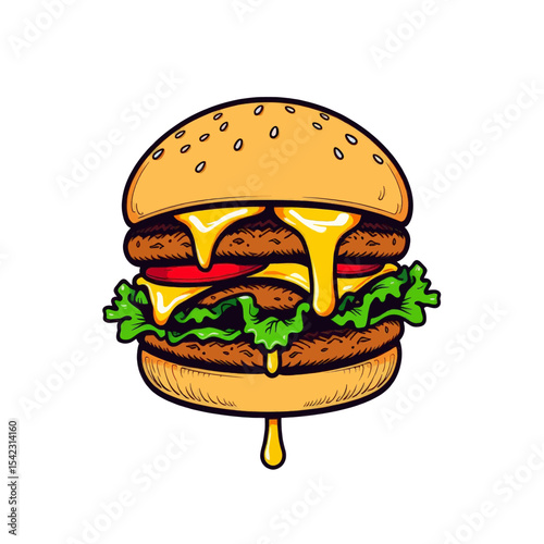 Cartoon Double Cheeseburger Graphic Cheeseburger Art