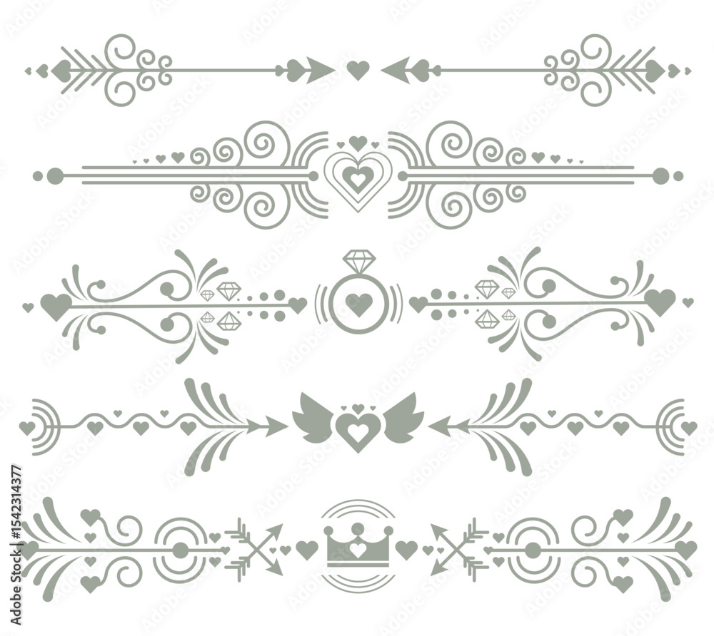 Collection of flat wedding decorations