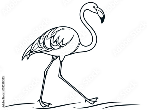 Simple Flamingo Drawing Clean Style