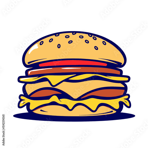 Cartoon Burger Double Patty Cheeseburger Food