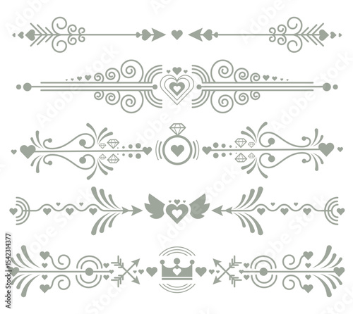 Coleccion de adornos de boda planos