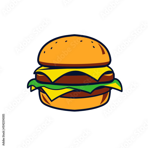 Cartoon Burger Illustration Food Icon Design