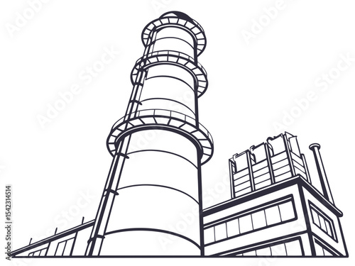 Smoke Coming Out of Industrial Tower Drawing