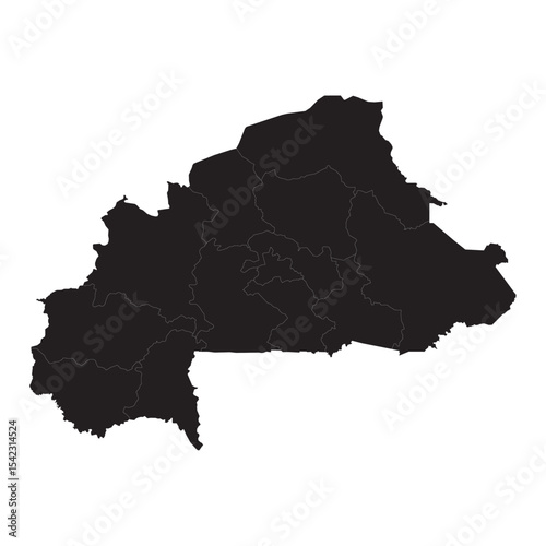 Detailed Vector Map of Burkina Faso with Cities, Rivers, and Borders