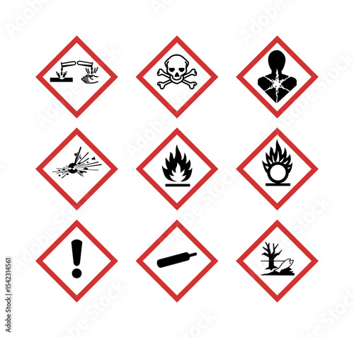vector set of chemical hazard warning sign