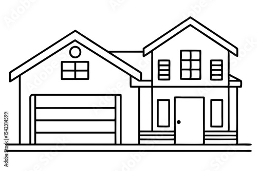 Architectural Drawing of Modern Home with Garage