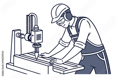 Man Using Factory Equipment Vector