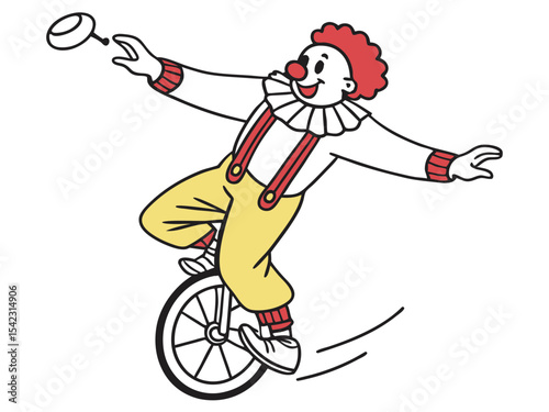 Funny Clown on Unicycle Minimal Design