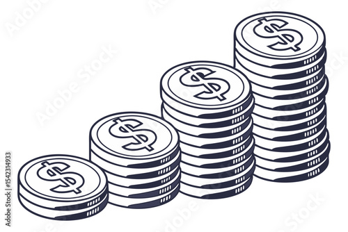 Wealth Growth with Coin Stack Drawing