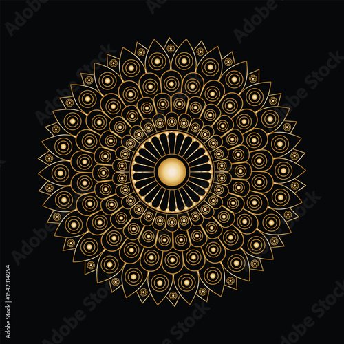 Golden Ethnic Mandala Design for Elegant Backgrounds