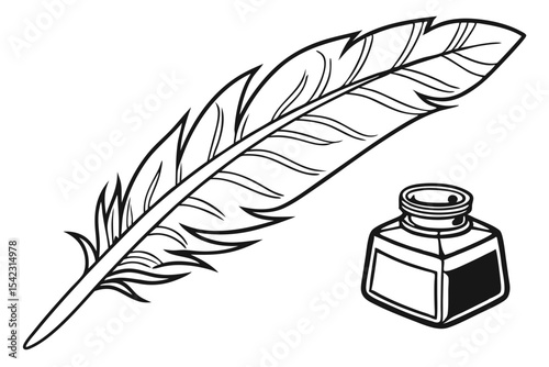 Vintage Feather Pen and Ink Vector
