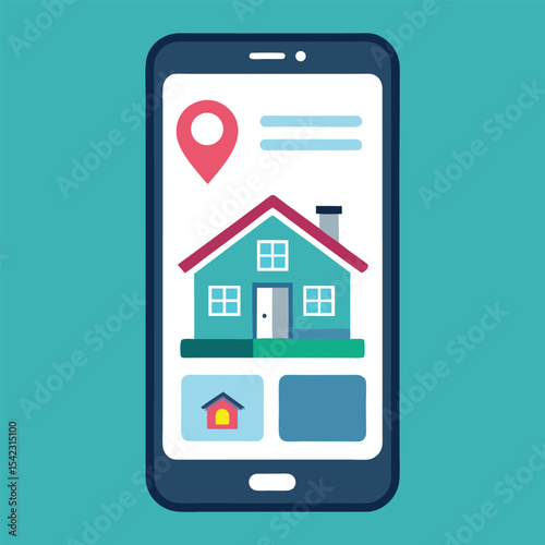 smartphone screen with house search interface buy