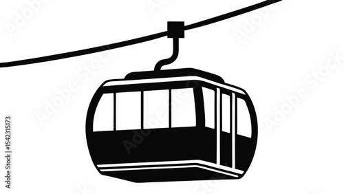 Isolated cable car silhouette on white background