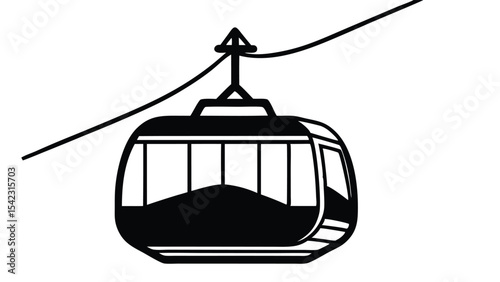 Isolated cable car silhouette on white background