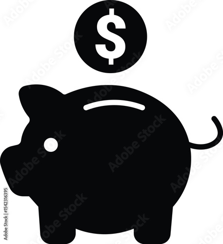 piggy bank flat icon , vector illustration .
