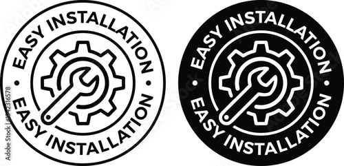 Easy Installation Gear Logo Badge – Vector Design for Product Labels and Technology Packaging