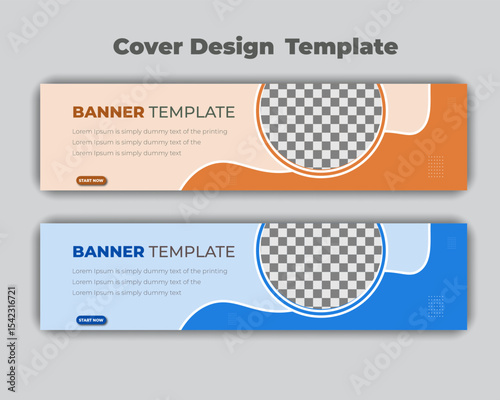 Set abstract horizontal gradient background web banner design template