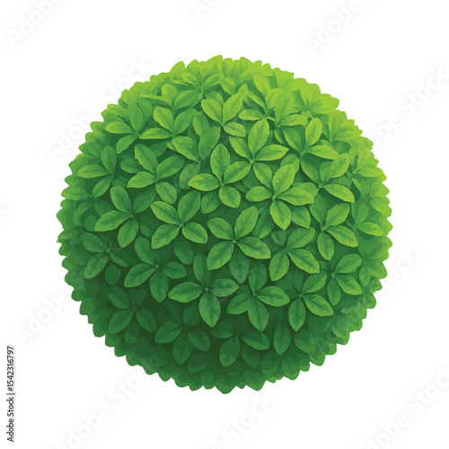Realistic round bush illustration ideal for 3d rendering, game assets, and eco-themed design.