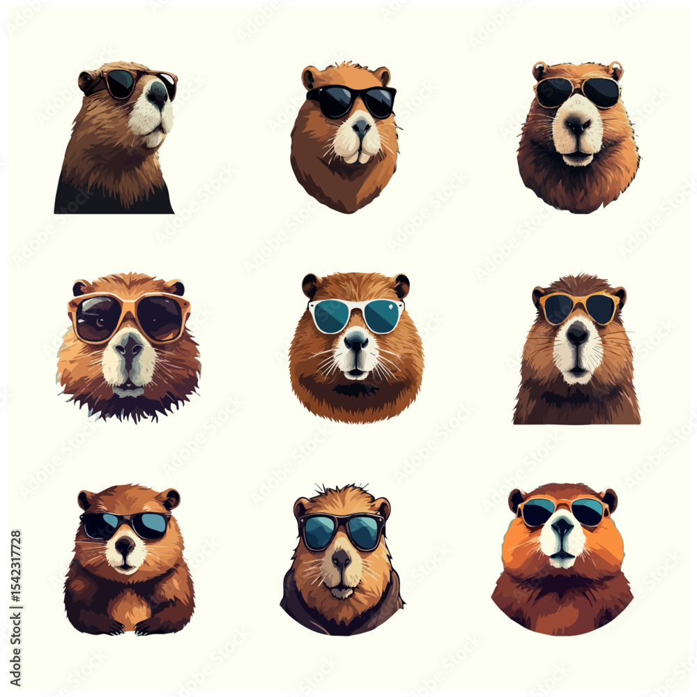 Obraz premium set of beaver color vectors