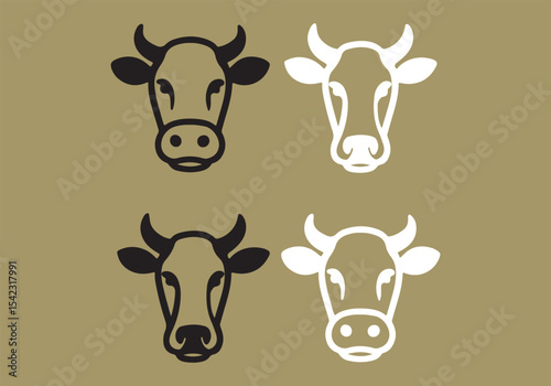 Flat Cow 4 Head Icon
