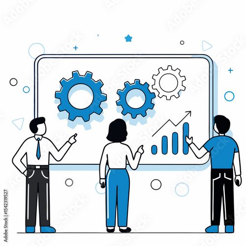 Strategic Business Operations and Performance Analysis Vector Illustration

